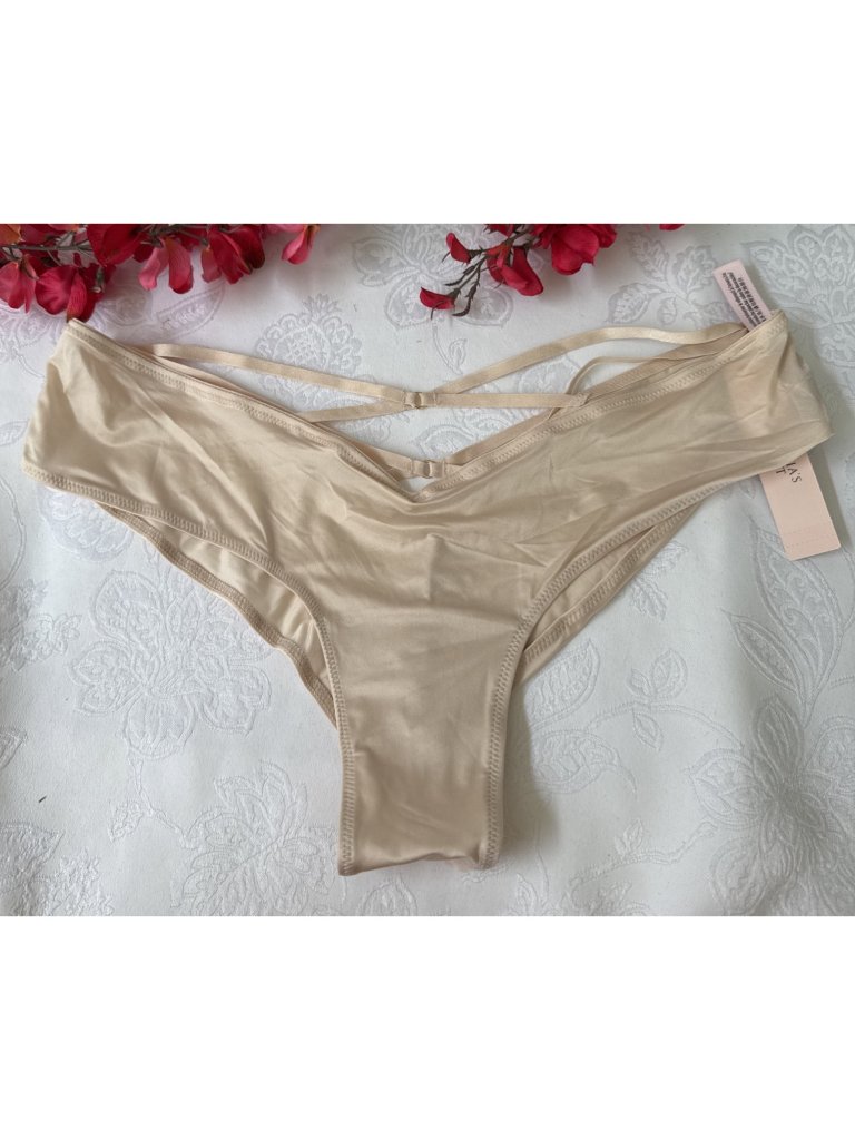 Victoria's Secret S Cream Silky Strappy Back Charm Very Sexy Cheeky Panties Nwt